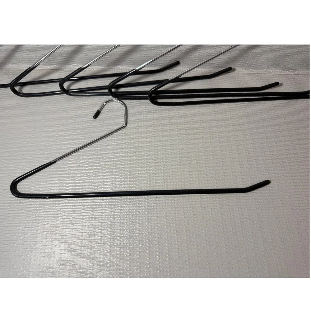 Set of 6 Open Ended Pant Hangers Black‎ Non Slip Space Saving Metal Trouser Rack